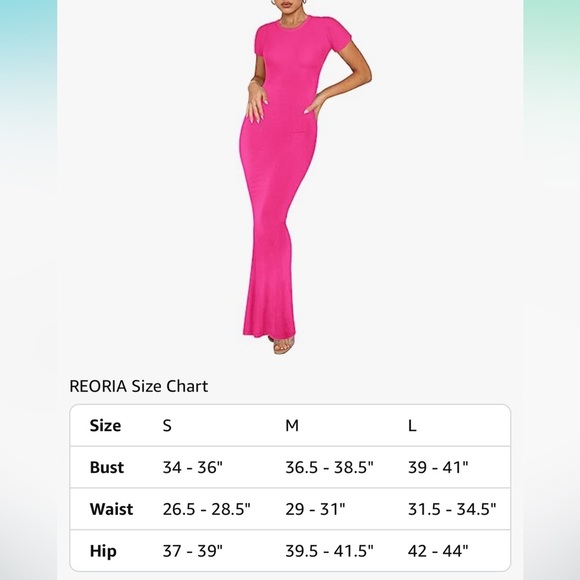 NWT REORIA rose red Long Dress Elegant Short Sleeve Crew Neck Bodycon Maxi Dress - Picture 7 of 7